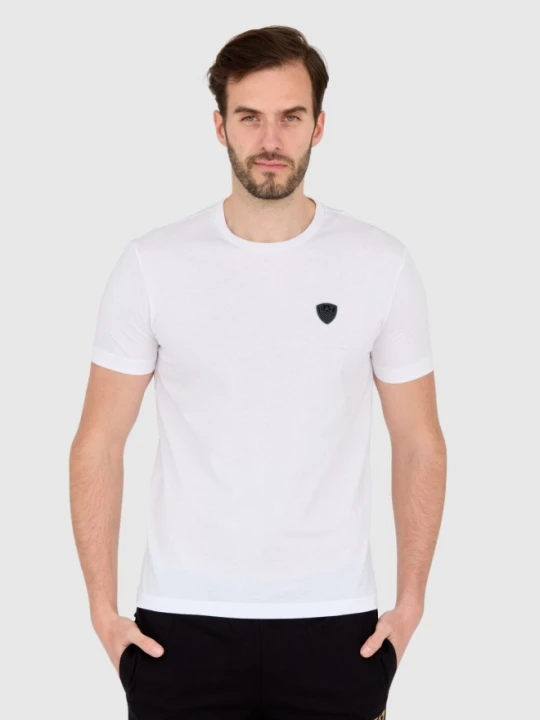 Zdjęcie produktu EA7 Biała koszulka męska z naszywką z logo, Rozmiar XXL
