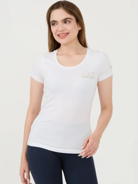 Zdjęcie produktu EA7 Biały damski t-shirt, Rozmiar M