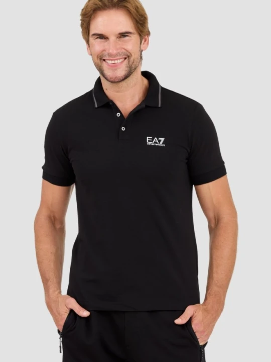 Zdjęcie produktu EA7 Czarna męska koszulka polo, Rozmiar XL