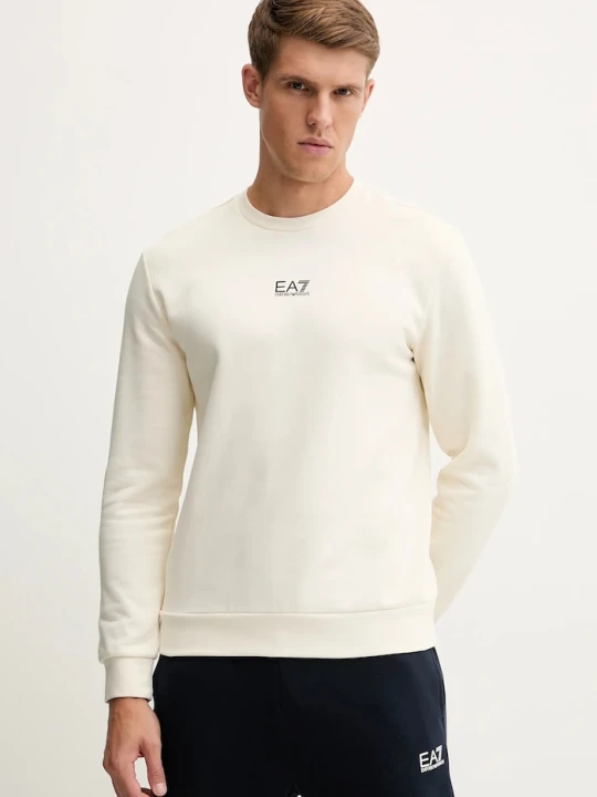 Zdjęcie produktu EA7 Emporio Armani bluza męska z bawełną beżowy