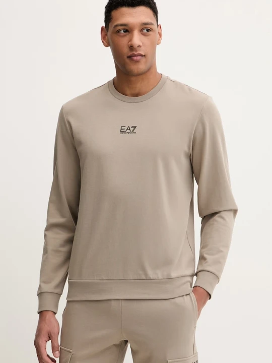 Zdjęcie produktu EA7 Emporio Armani bluza męska bawełniana brązowy
