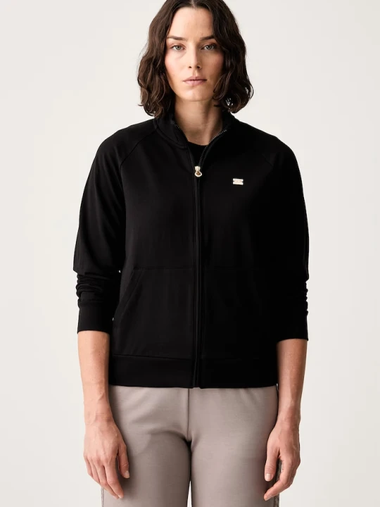 Zdjęcie produktu EA7 Emporio Armani bluza rozpinana damska bawełniana z elastanem czarny