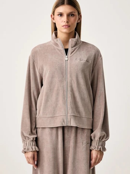 Zdjęcie produktu EA7 Emporio Armani bluza rozpinana damska welurowa brązowy