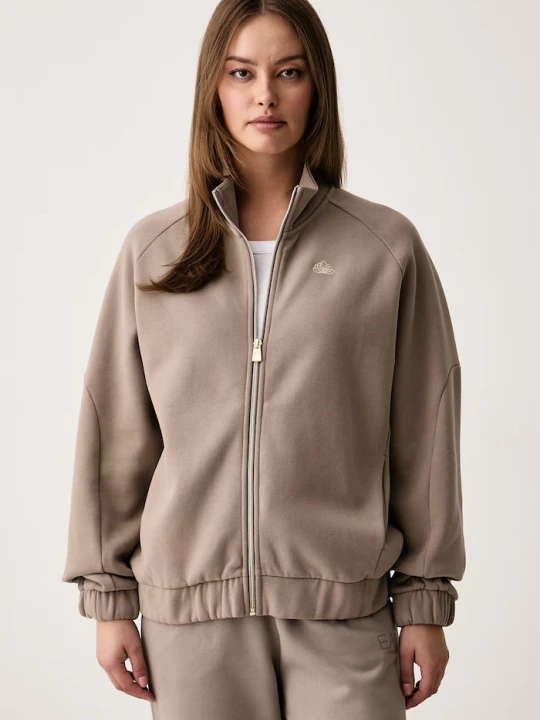 Zdjęcie produktu EA7 Emporio Armani bluza rozpinana damska z bawełną beżowy