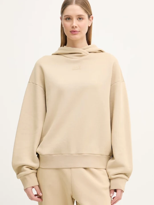 Zdjęcie produktu EA7 Emporio Armani bluza z kapturem damska bawełniana beżowy