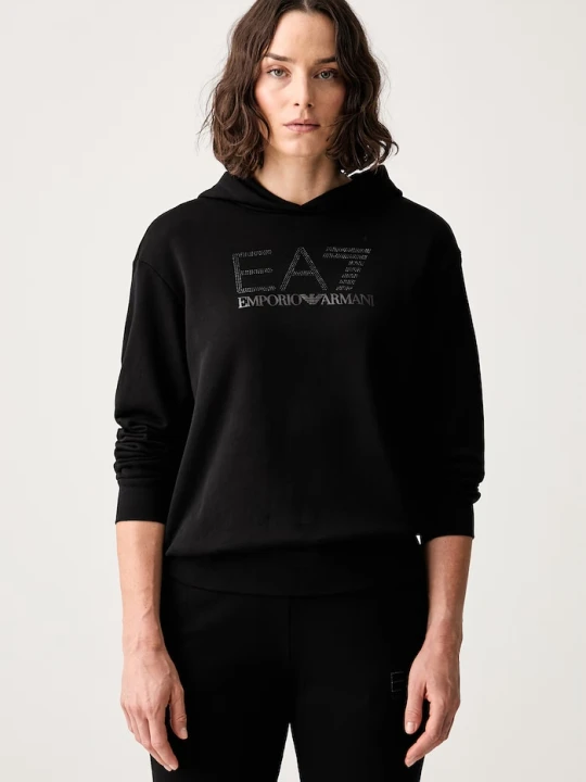 Zdjęcie produktu EA7 Emporio Armani bluza z kapturem damska z bawełną czarny