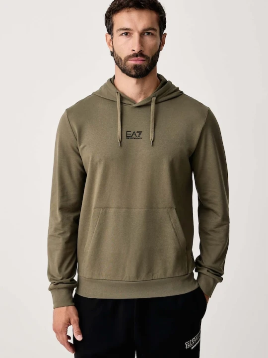 Zdjęcie produktu EA7 Emporio Armani bluza z kapturem męska bawełniana z elastanem zielony