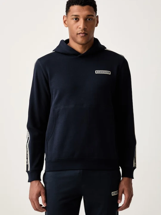 Zdjęcie produktu EA7 Emporio Armani bluza z kapturem męska z bawełną granatowy