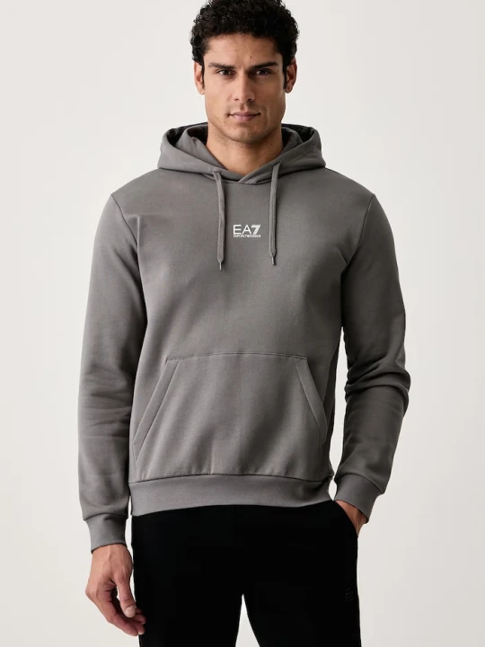 Zdjęcie produktu EA7 Emporio Armani bluza z kapturem męska z bawełną szary