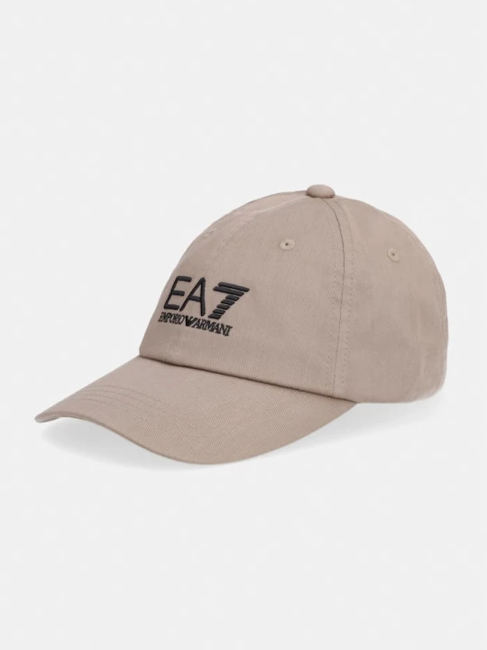 Zdjęcie produktu EA7 Emporio Armani czapka bejsbolówka bawełniana beżowy
