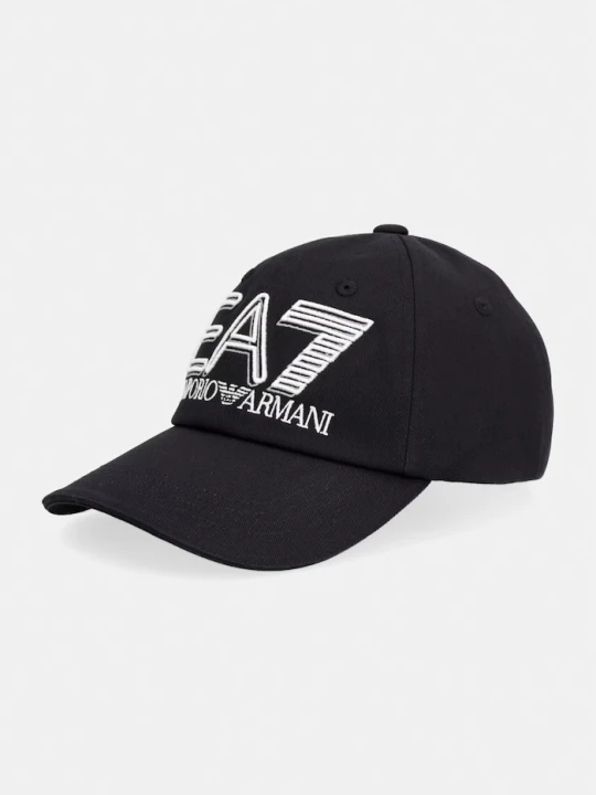 Zdjęcie produktu EA7 Emporio Armani czapka bejsbolówka bawełniana czarny