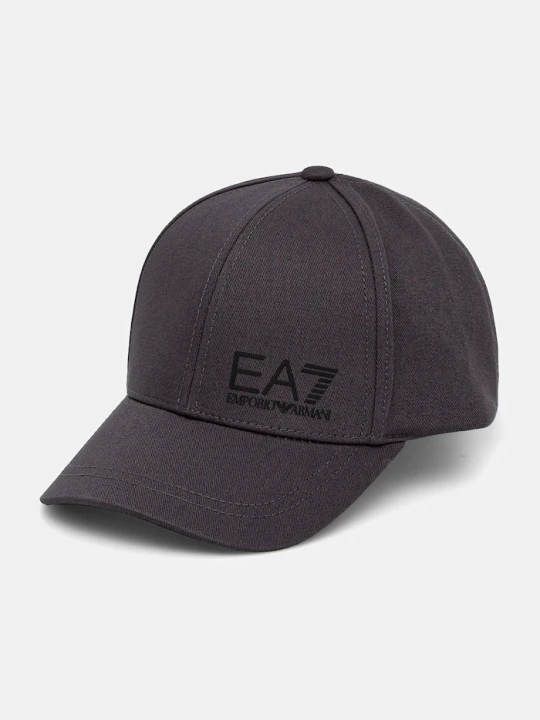 Zdjęcie produktu EA7 Emporio Armani czapka z daszkiem bawełniana szary