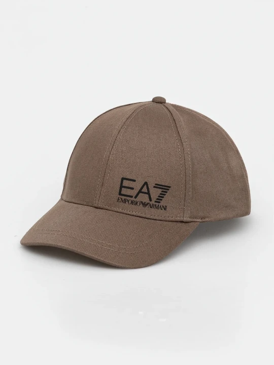 Zdjęcie produktu EA7 Emporio Armani czapka z daszkiem bawełniana brązowy