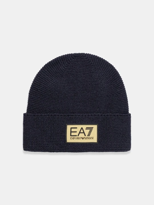 Zdjęcie produktu EA7 Emporio Armani czapka z dodatkiem wełny granatowy