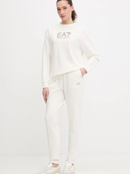 Zdjęcie produktu EA7 Emporio Armani komplet dresowy damski bawełniany z elastanem beżowy