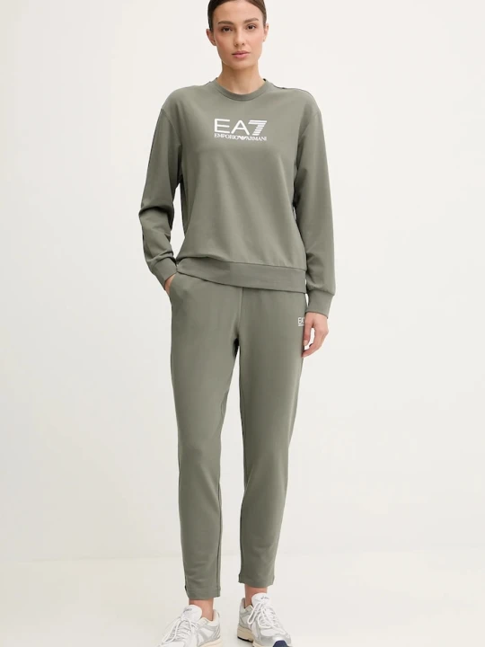 Zdjęcie produktu EA7 Emporio Armani komplet dresowy damski bawełniany z elastanem zielony