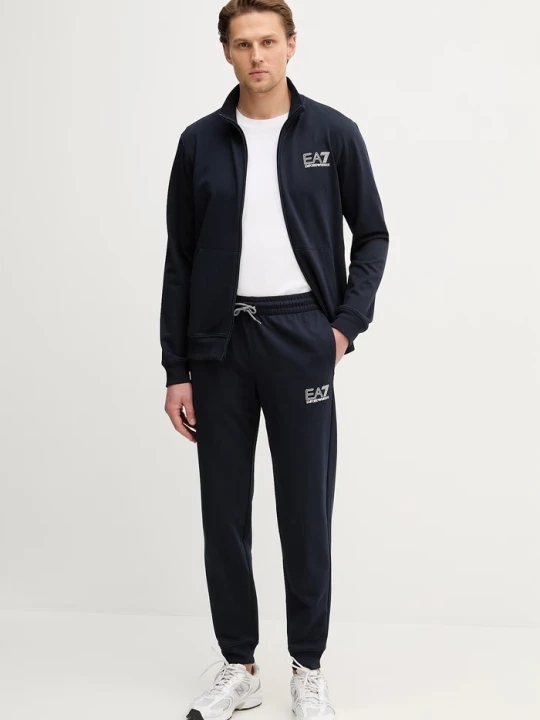 Zdjęcie produktu EA7 Emporio Armani komplet dresowy męski bawełniany granatowy