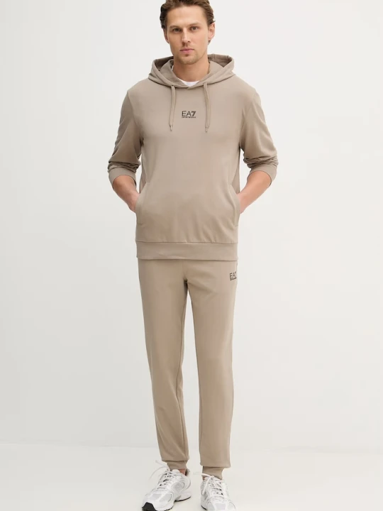 Zdjęcie produktu EA7 Emporio Armani komplet dresowy męski z bawełną beżowy