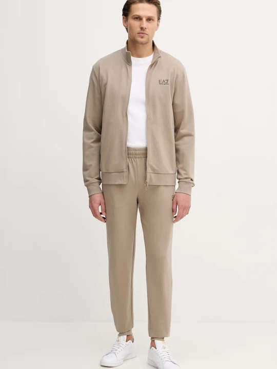 Zdjęcie produktu EA7 Emporio Armani komplet dresowy męski bawełniany beżowy