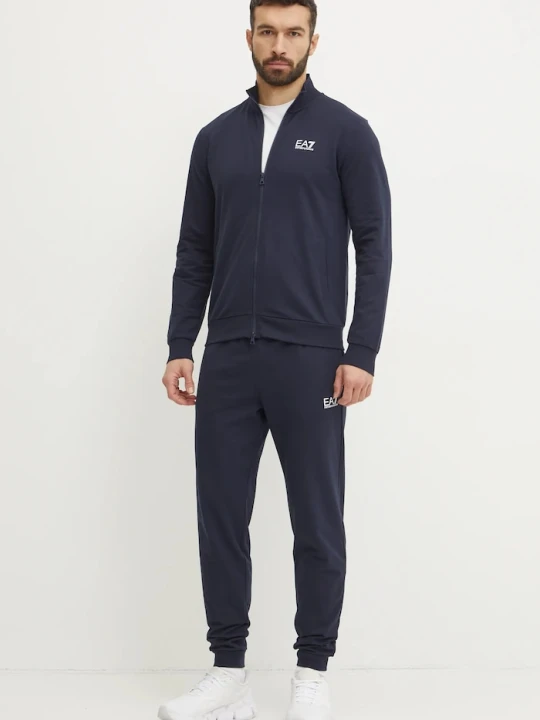 Zdjęcie produktu EA7 Emporio Armani komplet dresowy męski bawełniany granatowy