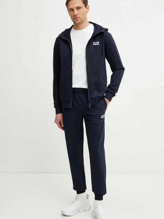 Zdjęcie produktu EA7 Emporio Armani komplet dresowy męski bawełniany granatowy
