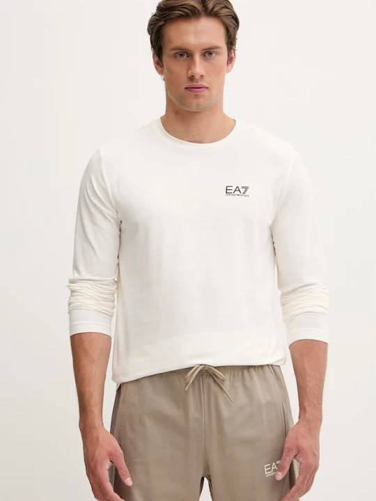 Zdjęcie produktu EA7 Emporio Armani longsleeve męski z bawełną beżowy