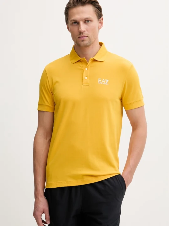 Zdjęcie produktu EA7 Emporio Armani polo męskie bawełniane z elastanem żółty