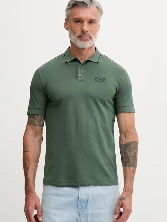 Zdjęcie produktu EA7 Emporio Armani polo męskie bawełniane z elastanem zielony