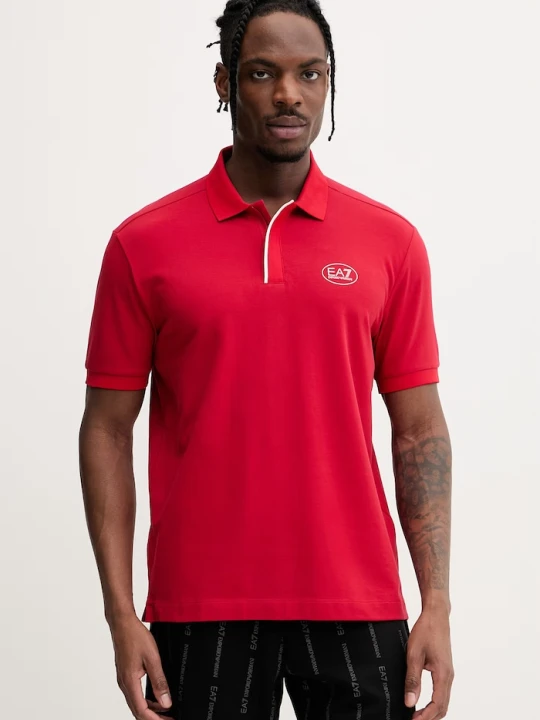 Zdjęcie produktu EA7 Emporio Armani polo męskie z bawełną czerwony