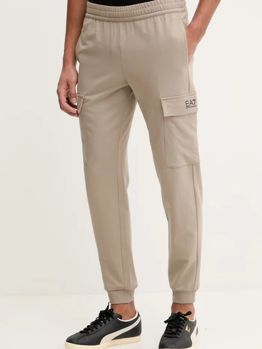 Zdjęcie produktu EA7 Emporio Armani spodnie dresowe męskie bawełniane brązowy