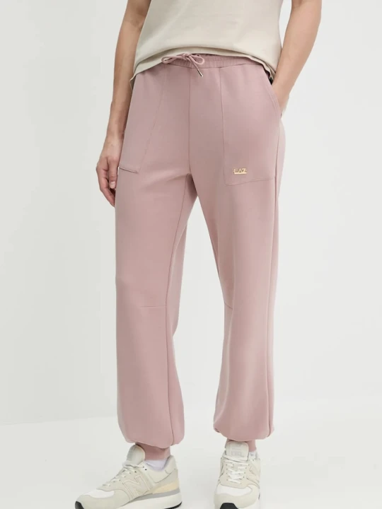 Zdjęcie produktu EA7 Emporio Armani spodnie dresowe damskie z modalem różowy