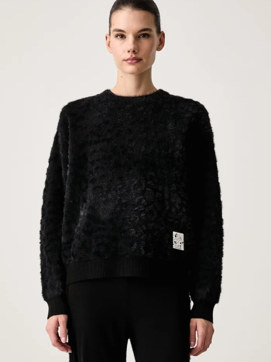 Zdjęcie produktu EA7 Emporio Armani sweter lounge damski z dodatkiem wełny czarny