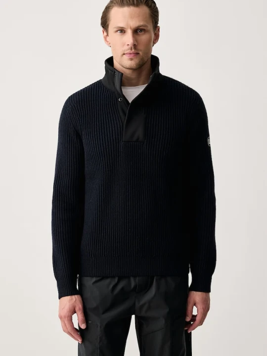 Zdjęcie produktu EA7 Emporio Armani sweter męski z dodatkiem wełny granatowy
