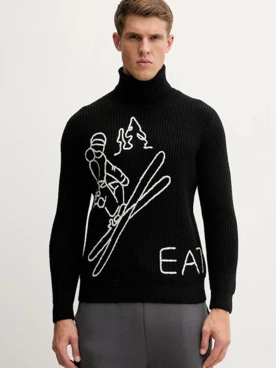 Zdjęcie produktu EA7 Emporio Armani sweter z dodatkiem wełny czarny