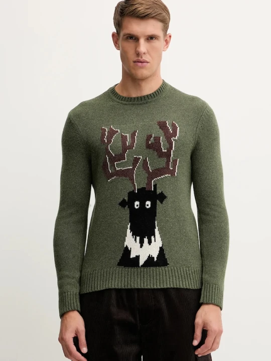 Zdjęcie produktu EA7 Emporio Armani sweter z domieszką wełny zielony
