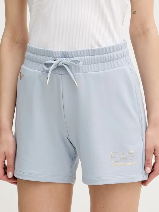Zdjęcie produktu EA7 Emporio Armani szorty damskie z wiskozą niebieski