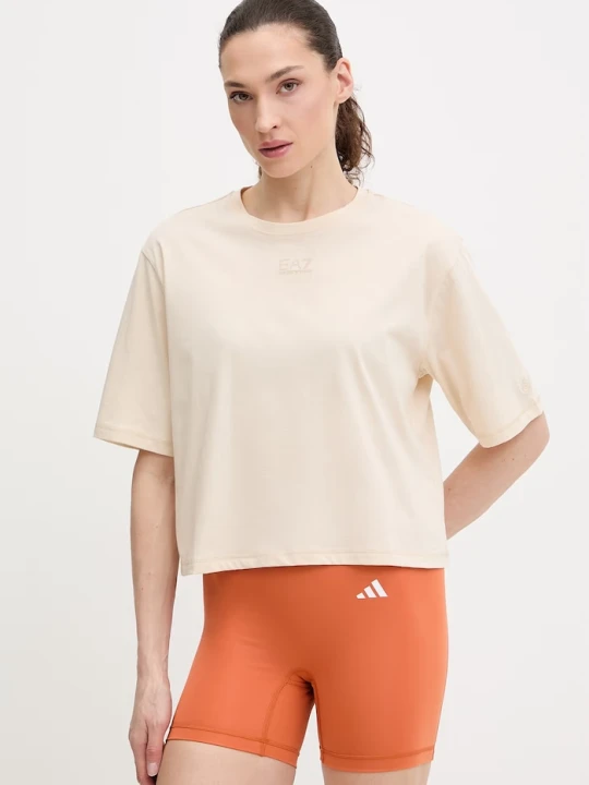 Zdjęcie produktu EA7 Emporio Armani t-shirt bawełniany beżowy