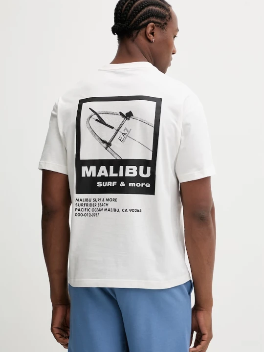 Zdjęcie produktu EA7 Emporio Armani t-shirt bawełniany beżowy
