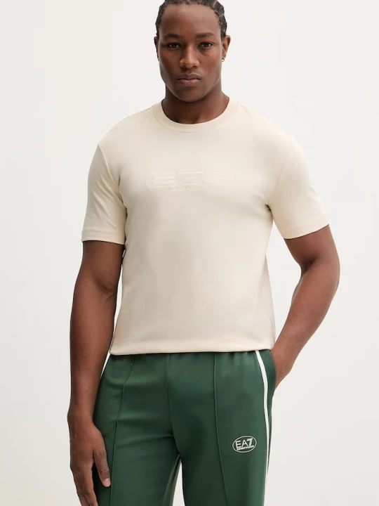 Zdjęcie produktu EA7 Emporio Armani t-shirt bawełniany beżowy