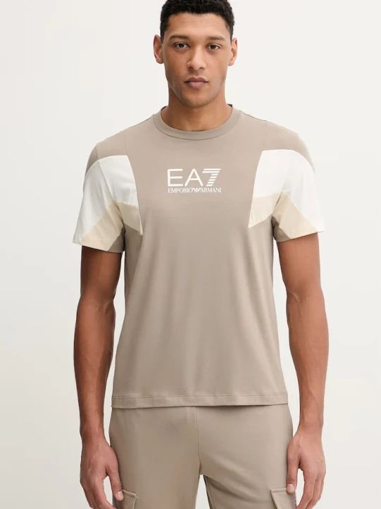 Zdjęcie produktu EA7 Emporio Armani t-shirt bawełniany brązowy