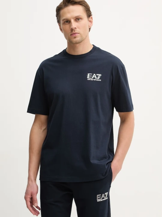 Zdjęcie produktu EA7 Emporio Armani t-shirt bawełniany granatowy