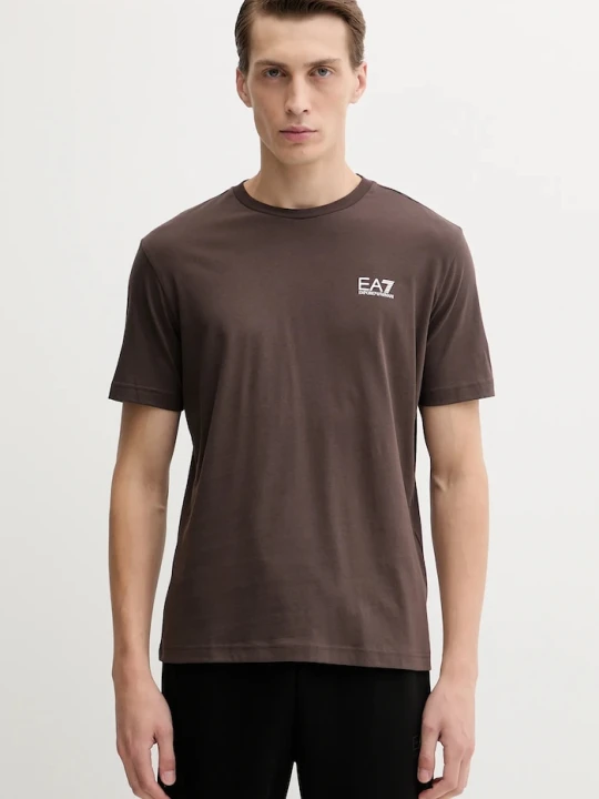 Zdjęcie produktu EA7 Emporio Armani T-shirt męski bawełniany brązowy