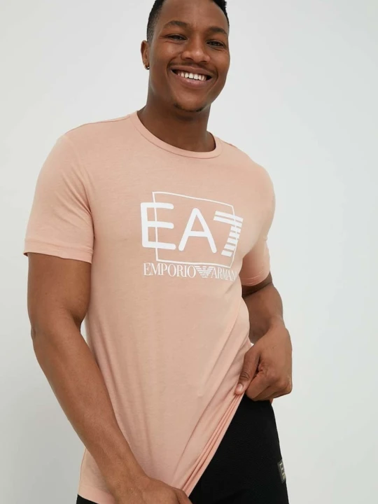 Zdjęcie produktu EA7 Emporio Armani t-shirt bawełniany pomarańczowy