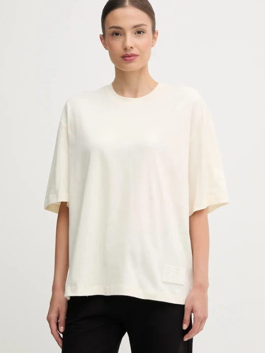 Zdjęcie produktu EA7 Emporio Armani t-shirt bawełniany beżowy