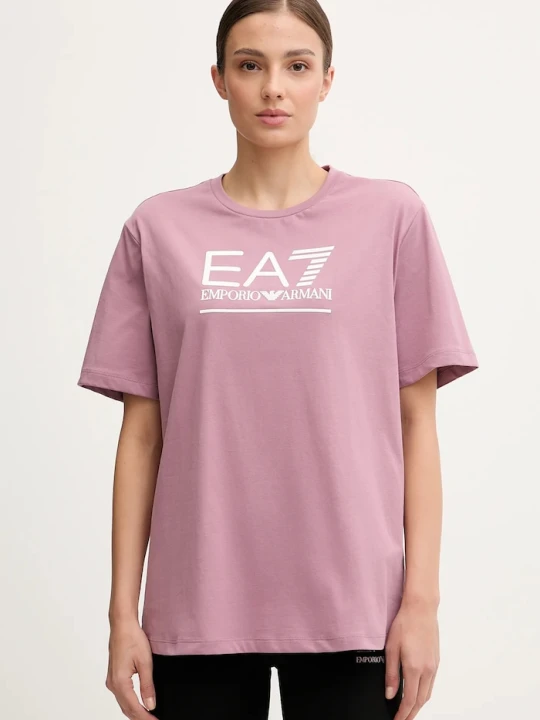 Zdjęcie produktu EA7 Emporio Armani t-shirt bawełniany różowy