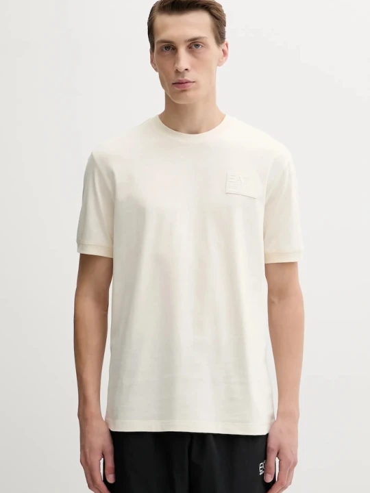Zdjęcie produktu EA7 Emporio Armani t-shirt bawełniany beżowy
