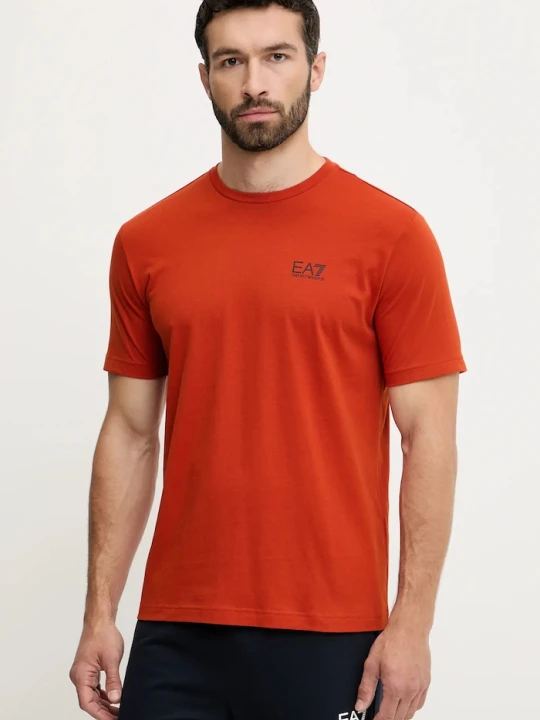 Zdjęcie produktu EA7 Emporio Armani T-shirt męski bawełniany pomarańczowy