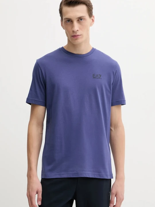 Zdjęcie produktu EA7 Emporio Armani T-shirt męski bawełniany fioletowy