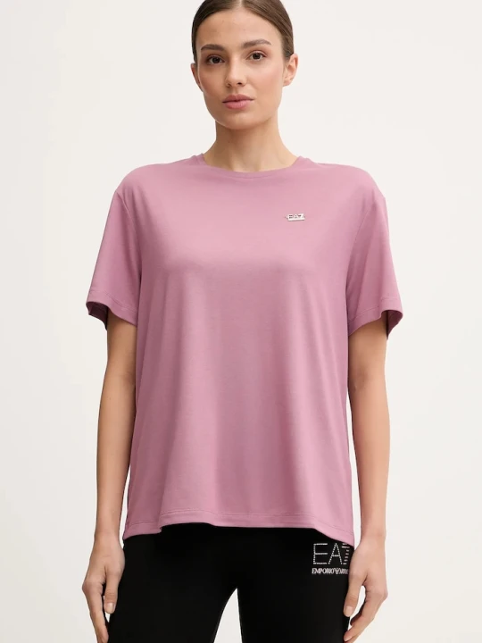 Zdjęcie produktu EA7 Emporio Armani T-shirt damski z wiskozą różowy