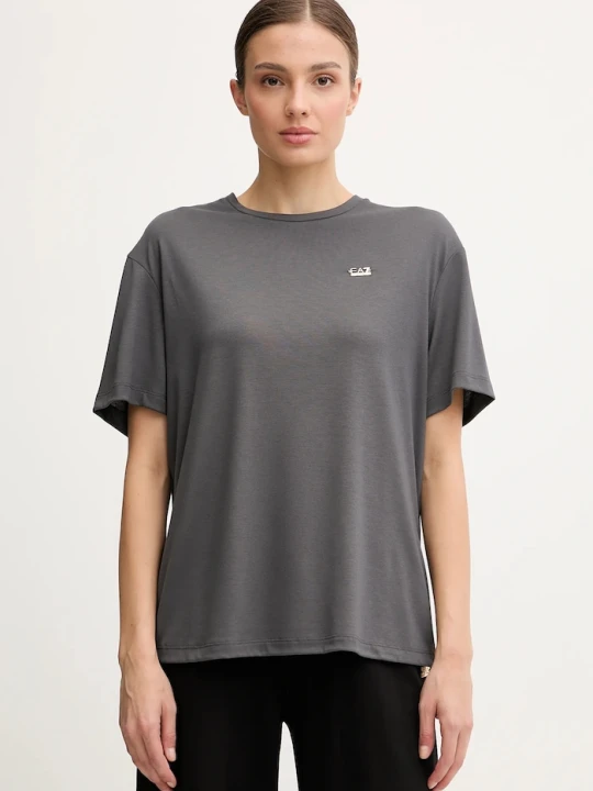 Zdjęcie produktu EA7 Emporio Armani T-shirt damski z wiskozy szary